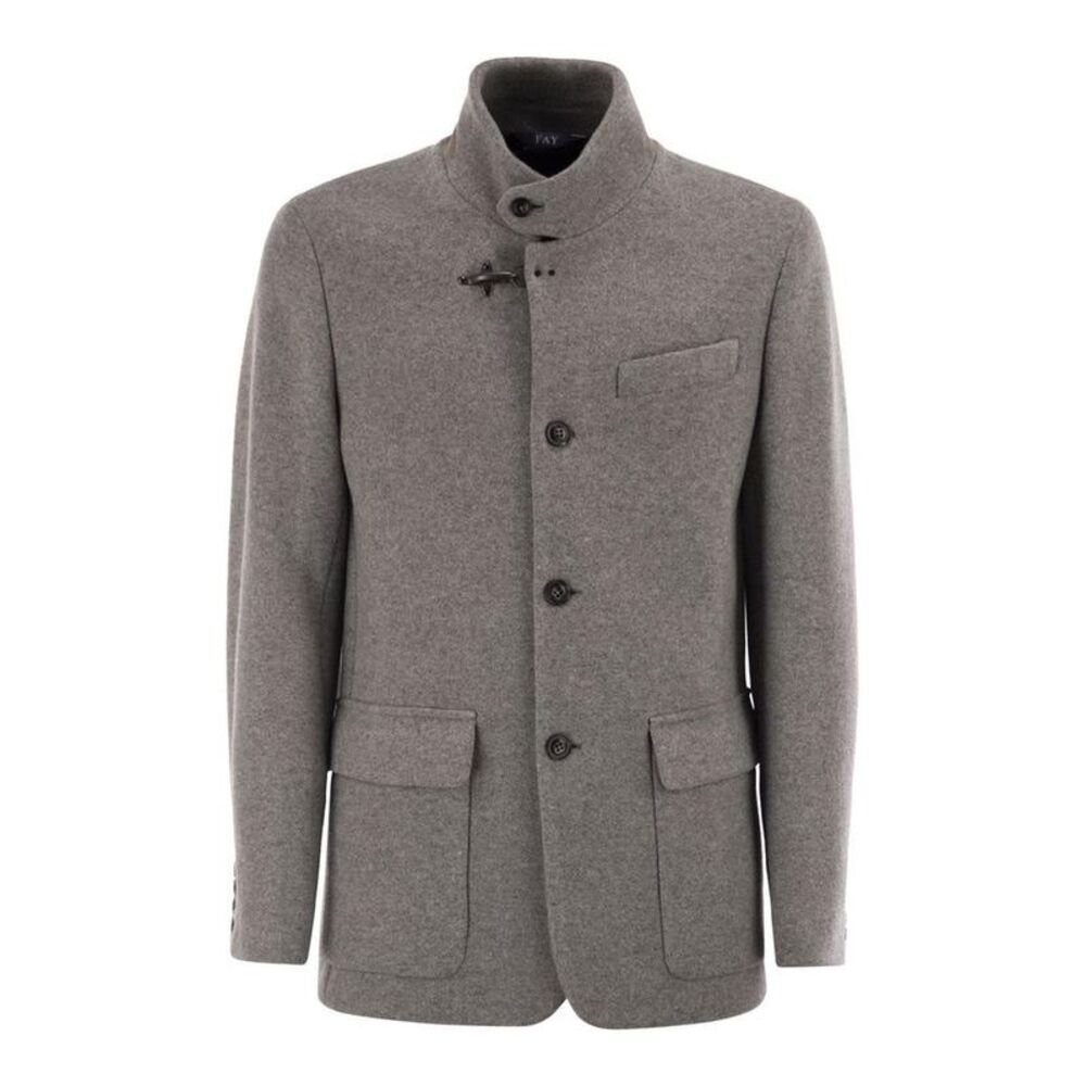 FAY Toggle Closure Wool Blend Jacket Men GREY Outerwear